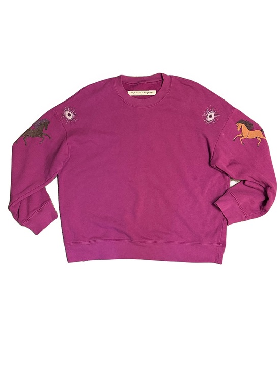 Raquel Allegra Tops - Raquel Allegra Magenta Chariot Horse Tarot Eye Graphic Sweatshirt Size 0 XS